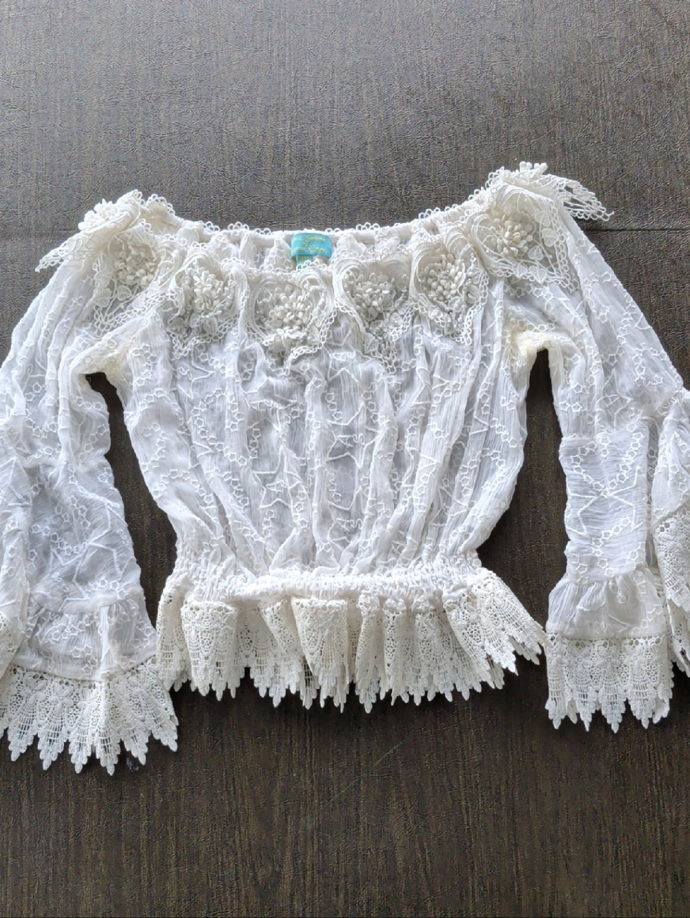 Boho Lace Off-Shoulder Top Made In Italy